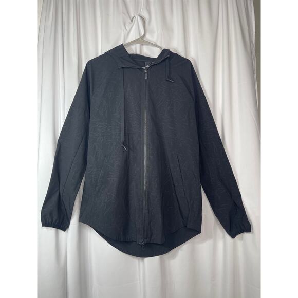 Adidas women's medium jacket light weight black zip front hooded gray pattern - Picture 13 of 16